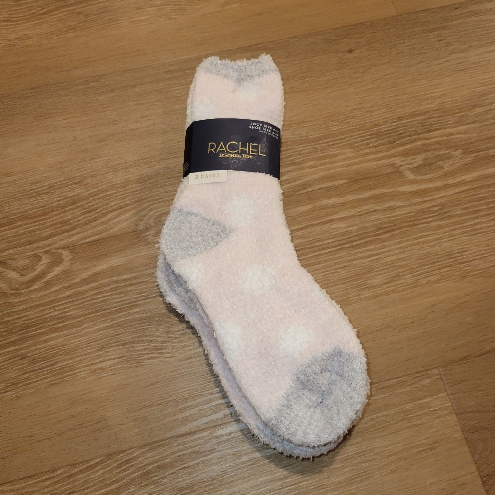 Rachel Roy 3 Pairs Womens Cozy Socks Pink White Grey New